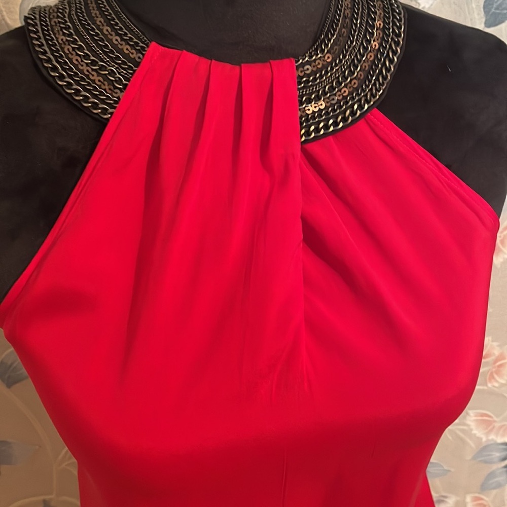 Cache Red Stretch Silk Halter - image 2